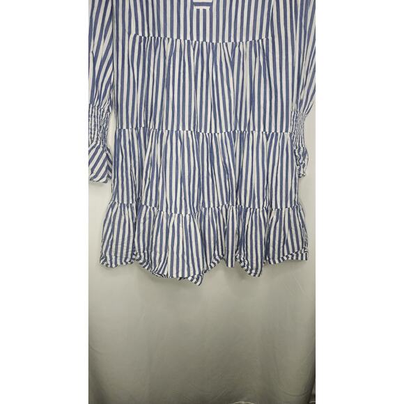 Tuckernuck Pomander Place Dress Blue White Striped Kenzo Mini Size Small Tiered - Picture 3 of 8